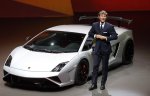 Stephan Winkelmann, CEO of Lamborghini, introduces the new Squadra Course during a preview by the Volkswagen Group prior to the 65th Frankfurt Auto Show in Frankfurt, Germany, Monday, Sept. 9, 2013. (AP Photo/Frank Augstein)